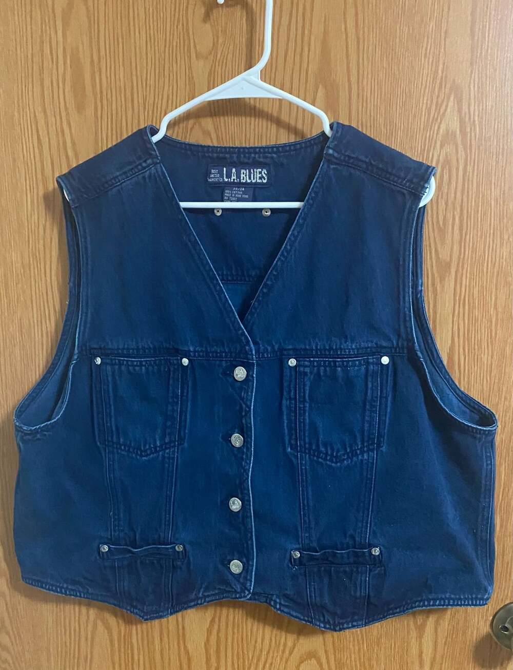 L.A. Blues Denim Vest Size 22/24 Blue Cotton Vintage Pockets